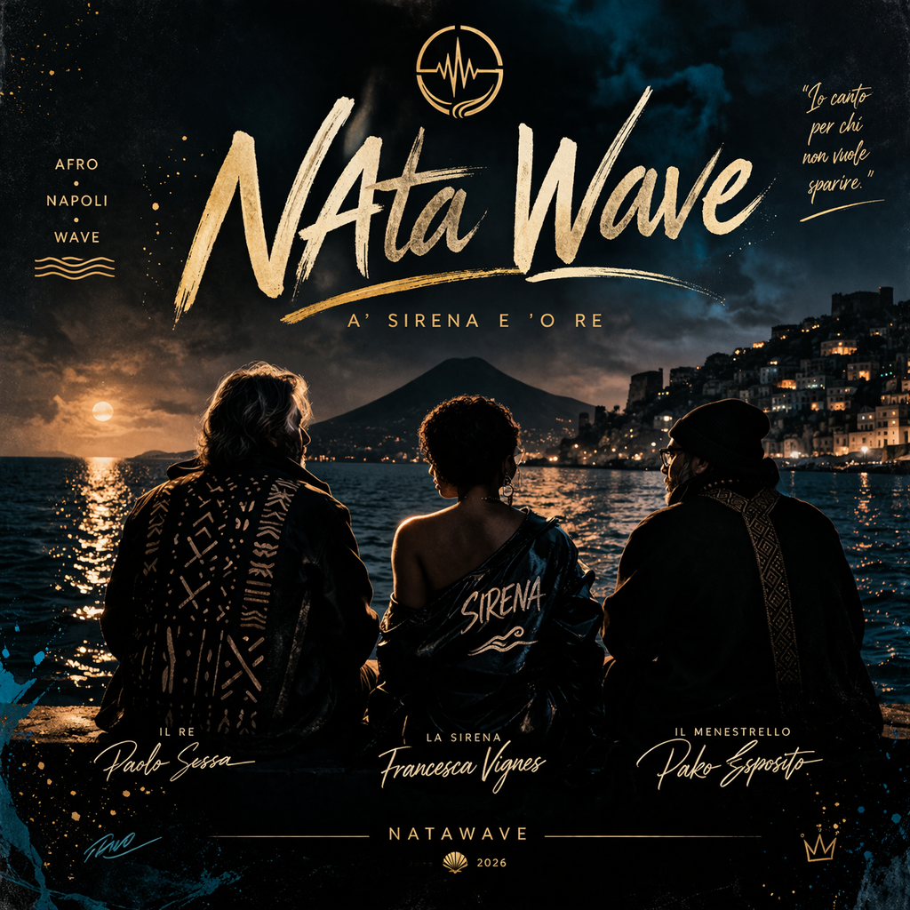 Il trio NAta Wave davanti al mare e al Vesuvio